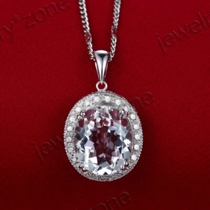 925 Sterling Silver Jewelry White Topaz Fine Gemstone Diamond Wedding Pendant - Picture 1 of 6