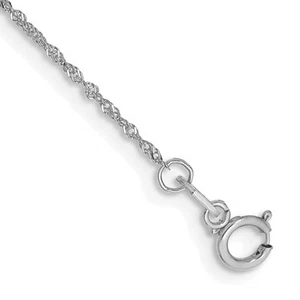 Tobillera de oro blanco 14K 1 mm Singapur con cierre de anillo de resorte 9" 0,46 gm para mujer - Imagen 1 de 2