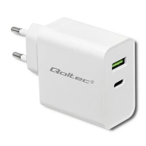 ŁADOWARKA SIECIOWA QOLTEC 42W | 5-20V | 2.4-3A | USB TYP C PD | USB | BIAŁA - Zdjęcie 1 z 6