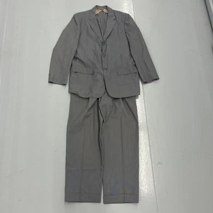 Traje de verano vintage años 50 gris a rayas de algodón años 50 verdadero vintage - Imagen 1 de 7