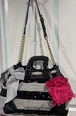 Bolso de Mano Vintage Y2K Gris Y Negro Lentejuelas Juicy Couture Daydreamer Foto 1 de 4