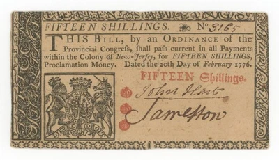 John Hart - Firmante de la Declaración de Independencia - Billete colonial autografiado de 1776 Foto 1 de 2