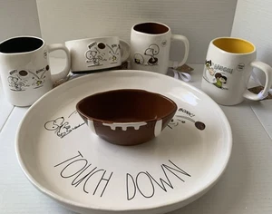 Peanuts x Rae Dunn Snoopy Football Season Game Day Mug Bowl Touch Town Platter - Picture 1 of 7