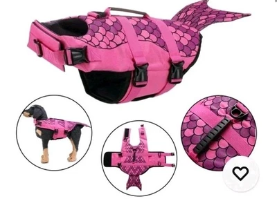 Mermaid Pet Safety Vest Swim Preserver Jacket Size Medium - Pink - Image 1 of 4