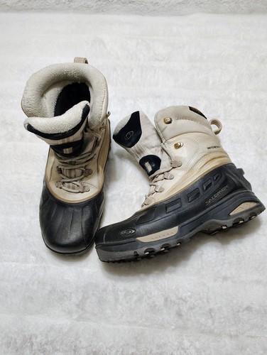 Stivali da neve invernali Salomon impermeabili in pelle tomaia Thinsulate donna taglia 8