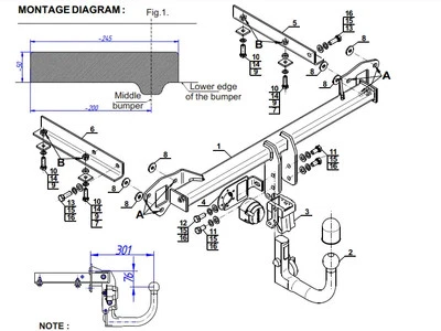 Detachable Tow Bar For SUBARU Impreza 5D GH (2007-2012) S-373 — 第 1/4 张图片