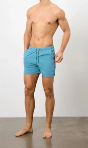 New Tailored Athlete Muscle Fit Plain Swim Shorts, Teal, Small - Picture 1 of 5