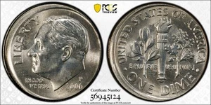 PCGS MS64 2006P Roosevelt Dime 5% Off Center Mint Error - Picture 1 of 3