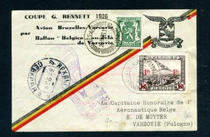Tarjeta estampada BÉLGICA 1936 - CUPÉ G. BENNETT a POLONIA - Imagen 1 de 2