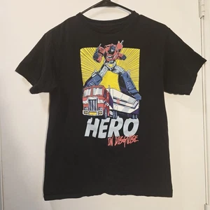 Transformers Optimus Prime Boys Youth Black T-Shirt 'Hero in Disguise' SIZE 8/10 - Picture 1 of 13