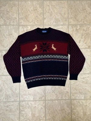 Vintage Pendleton Nordic Fair Isle Wool Deer Sweater Men’s Size Large - Image 1 of 4