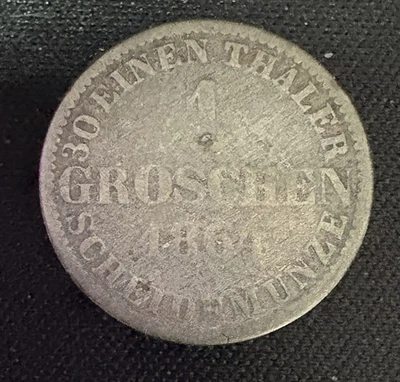 1864 B 1 Groschen Hannover Germany 22.2% Silver - Image 1 of 3
