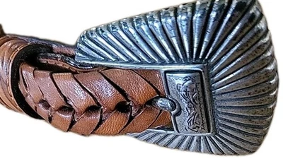 Cinturón Justin Vintage Top Grano Tooled Cuero de Vaca Hecho en EE. UU. Para Mujer 26 Western Foto 1 de 4