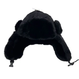 NEW Ozark Trail Faux Fur Trapper Hat Black Quilted Adult Unisex One Size Winter - Picture 1 of 10