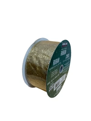 Kirkland Wire Edged Gold Ribbon 50 yards X 2.5 inc Style 24A12 - Image 1 of 4