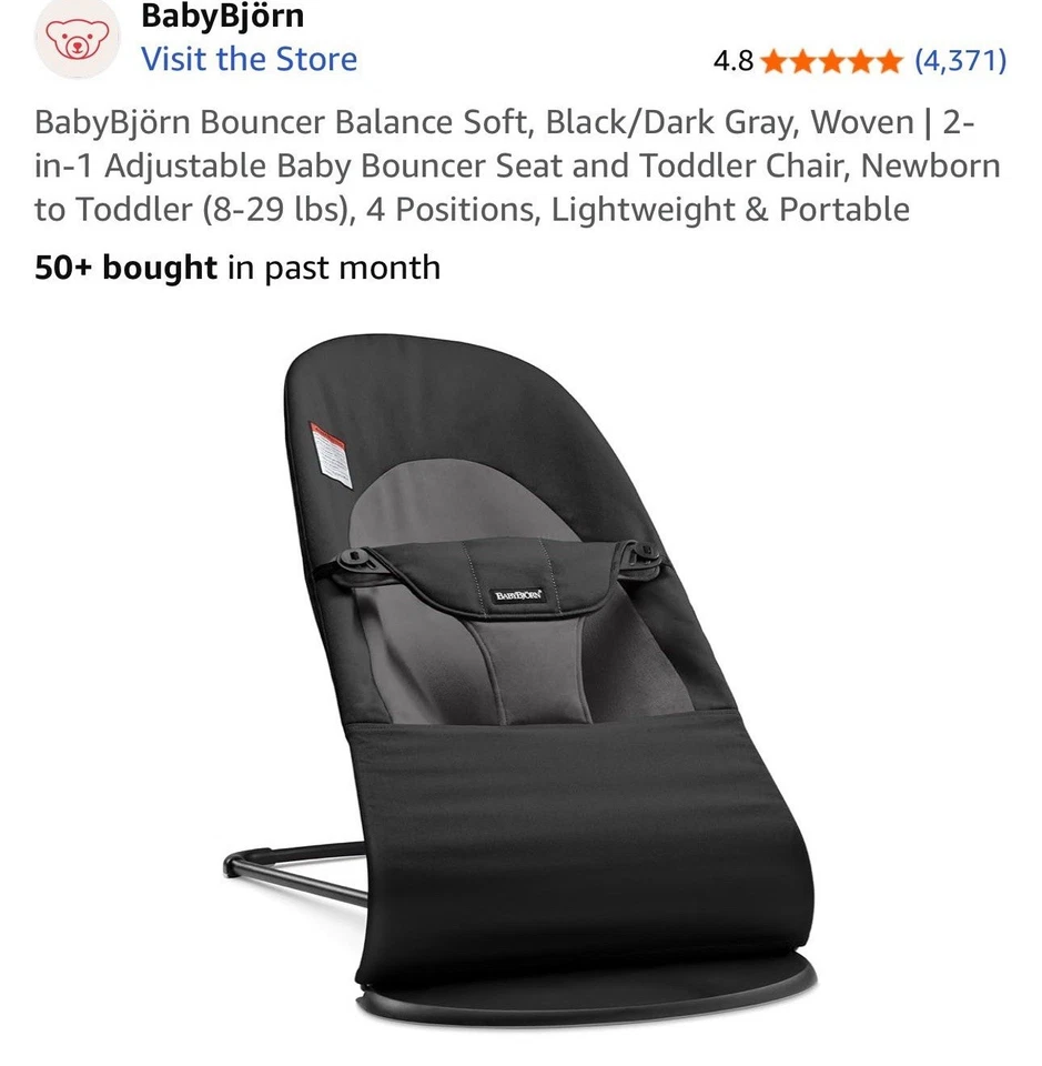 BabyBjörn Bouncer Black - Image 1 of 1