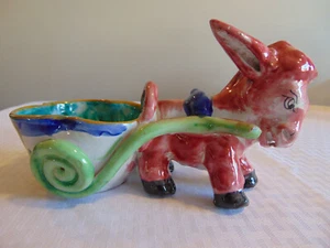 Ceramic Hand Painted Donkey With Cart Planter Made in Italy - Picture 1 of 7