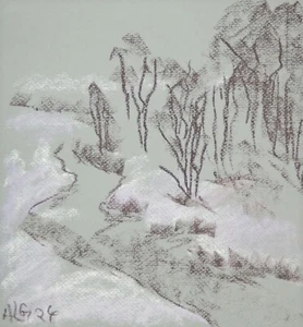 pastel chalk drawing "Landscape" signed by Prof. em. Andreas Loeschner-Gornau - Picture 1 of 1