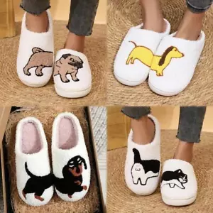 Fluffy Platform Slippers – Women's Plush Cartoon Dog Winter House Shoes, Cozy Ca - Picture 1 of 29