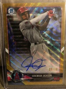 2018 Bowman Chrome Jeremiah Jackson Gold Wave Auto /50 CDA-JJ - Picture 1 of 4