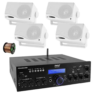 Receptor Bluetooth de audio para el hogar Pyle PDA8BUWM 2 CANALES, 4x altavoces blancos de 3,5", cable - Imagen 1 de 8