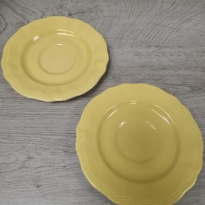 Vintage Federalist Ironstone Saucer BUTTERCUP YELLOW x2 Plate Dish - Picture 1 of 4