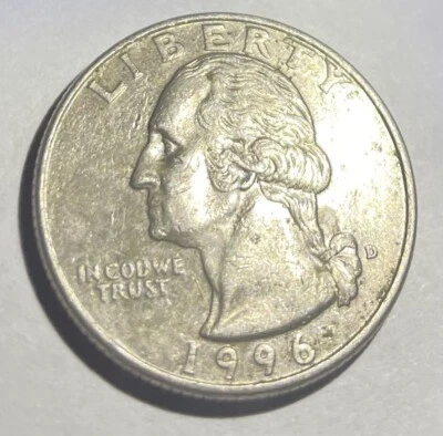 1996 d washington quarter Error Coin (  In Cod We Trust ) - Image 1 of 3