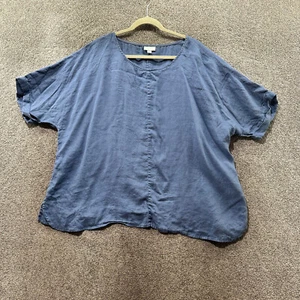 Top Popover Pure J Jill Relaxed Lino Donna XL Blu Lagenlook Relaxed Oversize - Foto 1 di 12