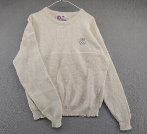 VINTAGE Isle Of Cotton Mens Ivory Knit USA Made 3M USA Olympics Sweater Size XL
