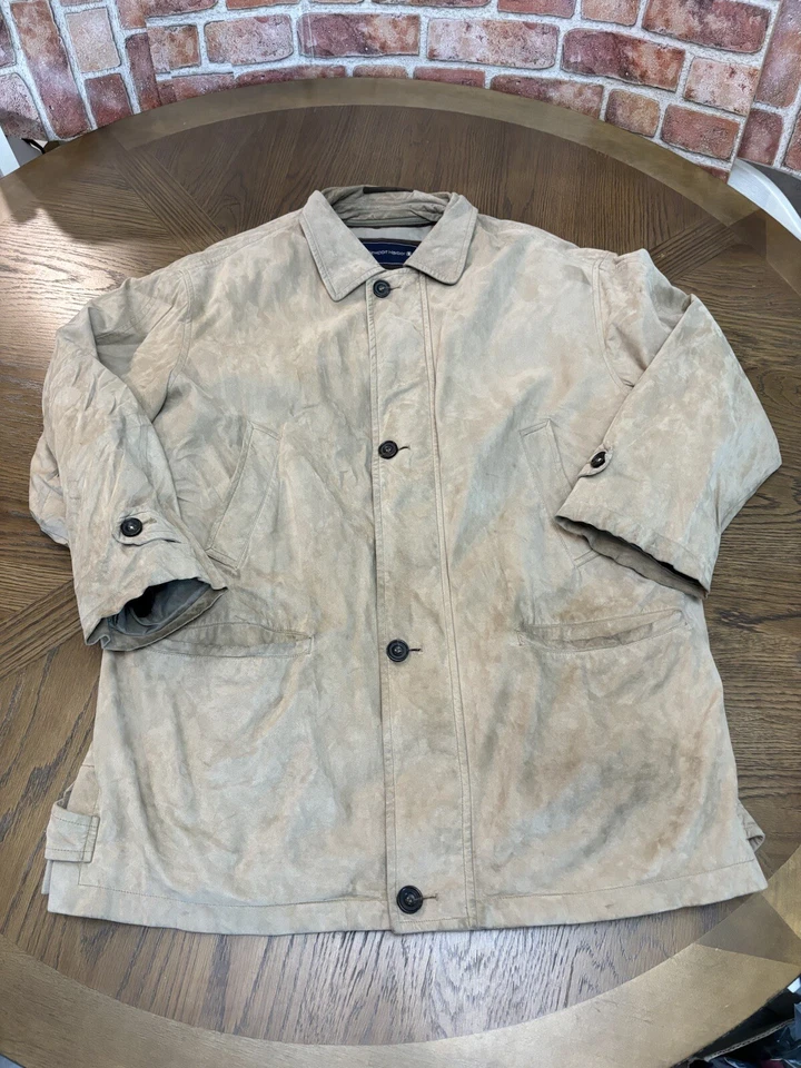 Newport Harbor Mens Brown Suede Long Sleeve Pockets Button Front Jacket Large - Image 1 of 4
