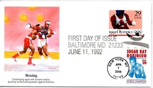 #4020 SUGAR RAY ROBINSON #2640 SUMMER OLYMPICS BOXING NAKANO PERFINS FDC - Picture 1 of 1