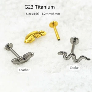 10PCS G23 Titanium Feather Snake Labret Lip Chin Bar Monroe Ear Helix Tragus NEW - Picture 1 of 7