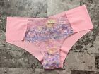 NWT VICTORIA'S SECRET PINK BLUE GREEN FLORAL LACE OMBRE NO SHOW CHEEKY PANTIES