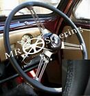 For MORRIS MINOR 1948 -1971 Black Real Leather Steering Wheel Cover black Stitch