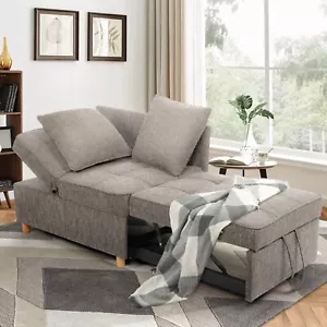Convertible Sofa Bed 4-in-1 Sofa Bed 3-Seat Futon Sofa Linen Sleeper Bed Couch🔥 - Picture 1 of 10