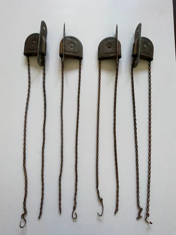 4 Stanley vintage steel window sash covered pulleys with chains Cover