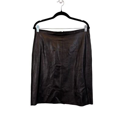 Mini-saia lápis Isda & Co 10 couro fenda traseira com zíper preto - Imagem 1 de 4