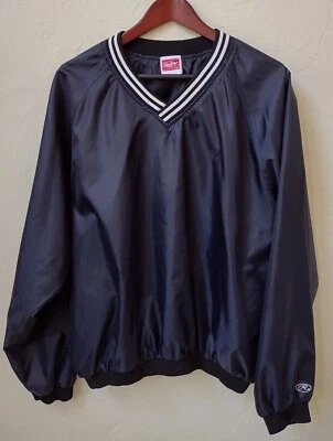 Chaqueta de béisbol vintage Rawlings para hombre grande negra blanca pulóver impermeable  Foto 1 de 4