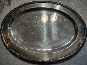 Antique National Silver Co Silver On Copper Oval Tray 16"X12" - Picture 1 of 5