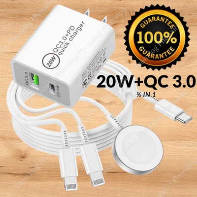 Cable cargador rápido magnético bloque USB C para Apple Watch 7/6/5/4/3/2/1/SE iPhone Foto 1 de 4