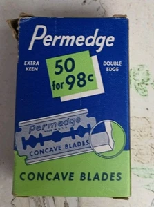 Vintage Permedge Double Edge Concave Razor Blades. 48 in Original Opened Box - Picture 1 of 5