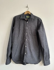 Oliver Spencer Shirt Size Large Blue Brushed Cotton Smart Casual Long Sleeves - Picture 1 of 7