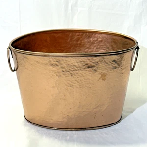 Cubo ovalado de acero inoxidable recubierto de cobre con acabado martillado ~ Colección Baja - Imagen 1 de 7