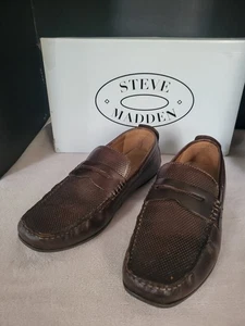 Steve Madden Leder elegante dunkle Herrenschuhe braun Größe 7 neu im Karton Presston - Bild 1 von 8