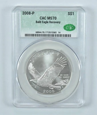 2008-P Bald Eagle Commemorative Silver Dollar MS70 CAC - Image 1 of 4