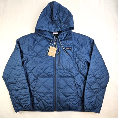 Jaqueta Patagonia Feminina Acolchoada Diamante Bomber Com Capuz Azul Lagom Tamanho Médio - Imagem 1 de 4