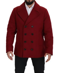 Dolce & Gabbana Pea Coat Double Breasted Classic Men Red Jackets - Picture 1 of 7