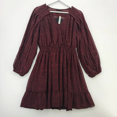 Mini Vestido para Mujer Madewell Carbernet Starr Rojo Plisado Talla M Foto 1 de 4