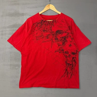 Camiseta De Colección MMA Elite Red Skulls Wings Crazy Y2K XL Foto 1 de 4