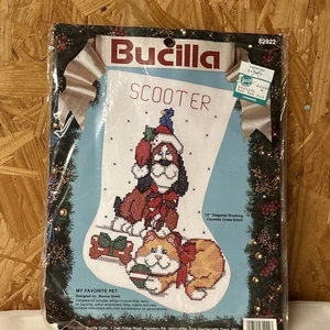 Bucilla Kit Punto Croce Il Mio Animale Preferito Calza Natalizia Cane Gatto 82922 10" 6e - Foto 1 di 5
